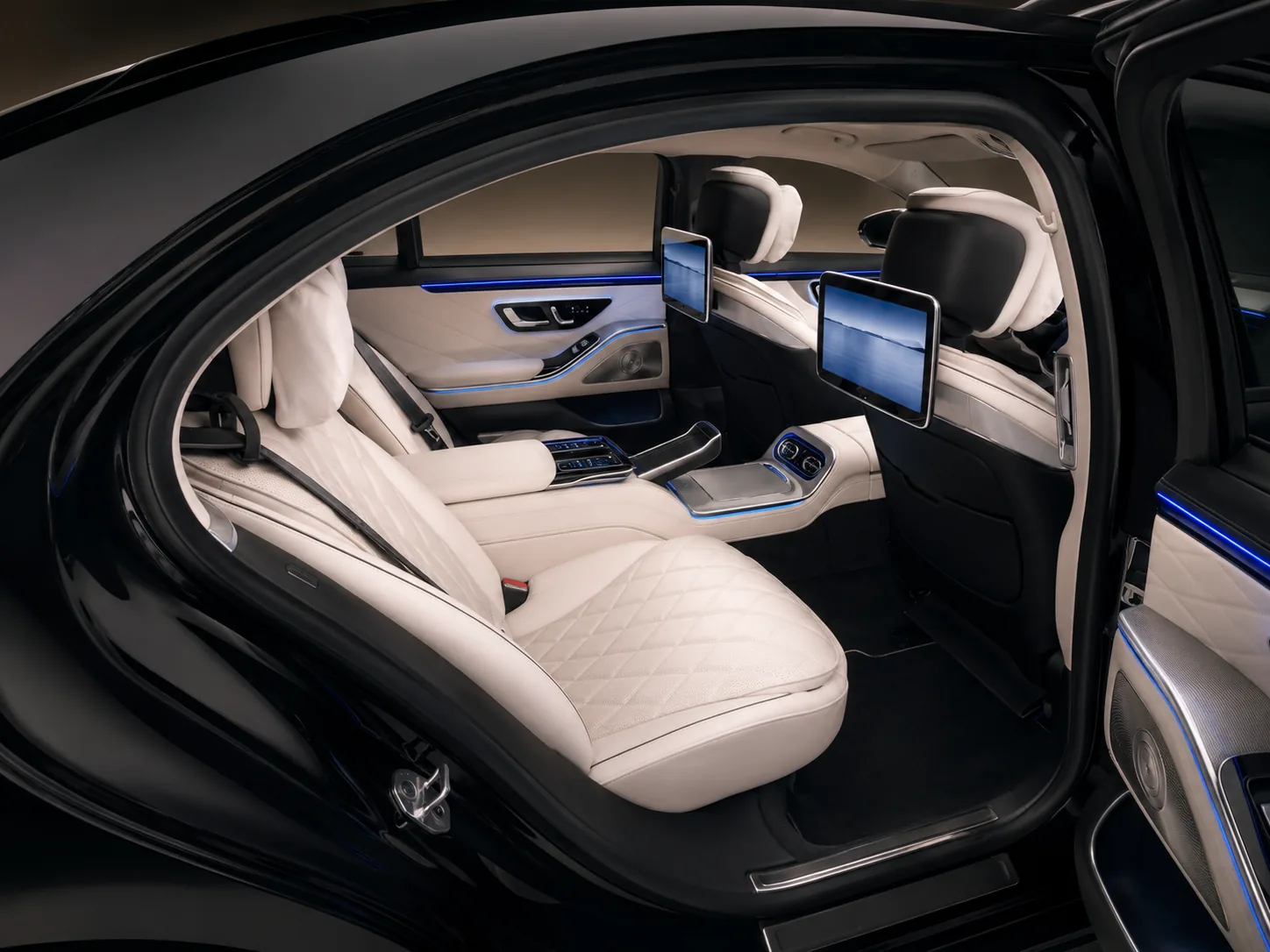 Mercedes-Benz S-Class 2026 — rear cabin in Nappa leather